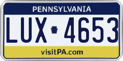 PA license plate LUX4653