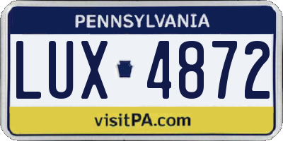 PA license plate LUX4872