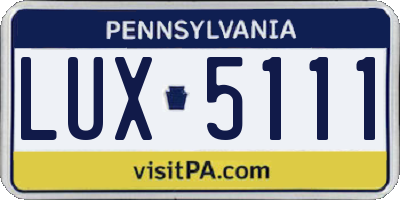 PA license plate LUX5111