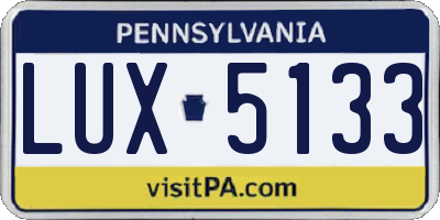 PA license plate LUX5133