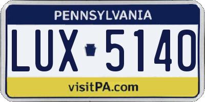 PA license plate LUX5140