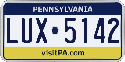 PA license plate LUX5142
