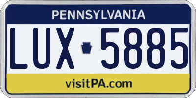PA license plate LUX5885