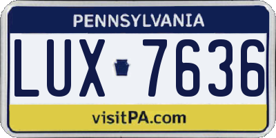 PA license plate LUX7636