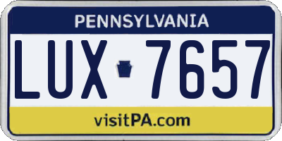 PA license plate LUX7657
