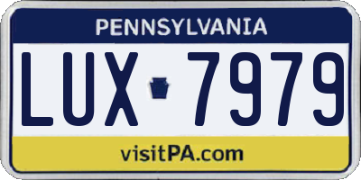 PA license plate LUX7979