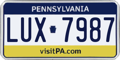 PA license plate LUX7987
