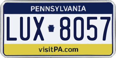 PA license plate LUX8057