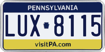 PA license plate LUX8115