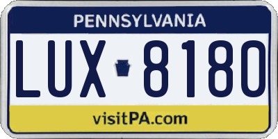 PA license plate LUX8180