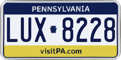 PA license plate LUX8228