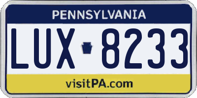 PA license plate LUX8233