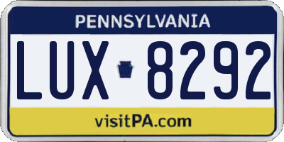 PA license plate LUX8292