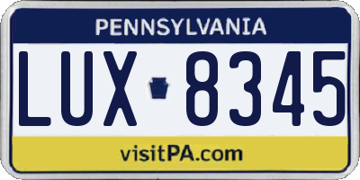 PA license plate LUX8345