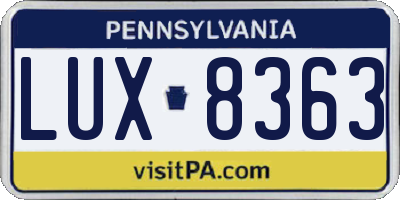 PA license plate LUX8363
