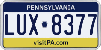 PA license plate LUX8377