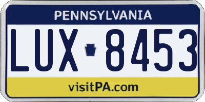 PA license plate LUX8453