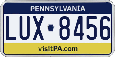 PA license plate LUX8456