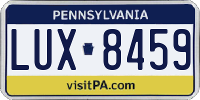PA license plate LUX8459