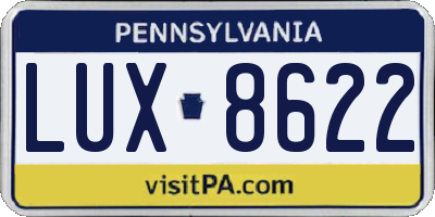 PA license plate LUX8622