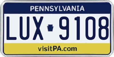 PA license plate LUX9108