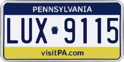 PA license plate LUX9115
