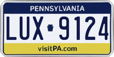PA license plate LUX9124