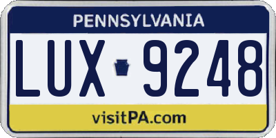 PA license plate LUX9248