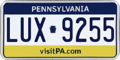 PA license plate LUX9255