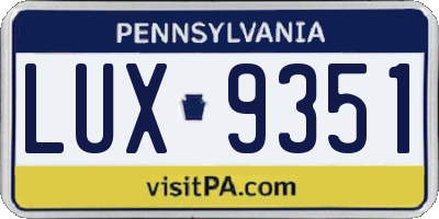 PA license plate LUX9351
