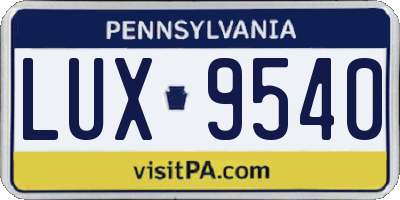 PA license plate LUX9540