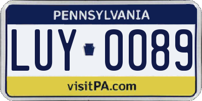 PA license plate LUY0089