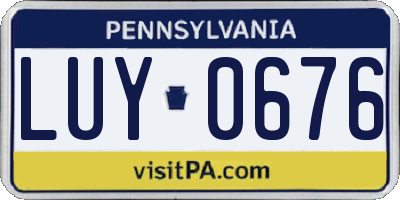 PA license plate LUY0676