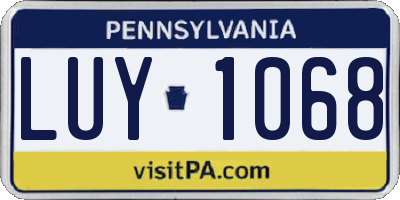 PA license plate LUY1068