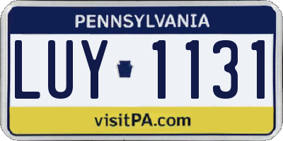 PA license plate LUY1131