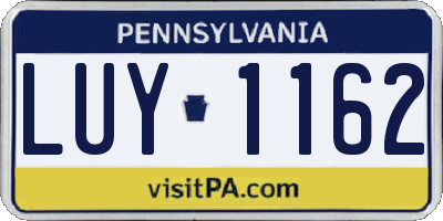 PA license plate LUY1162
