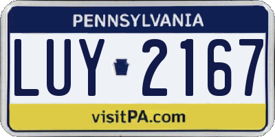 PA license plate LUY2167