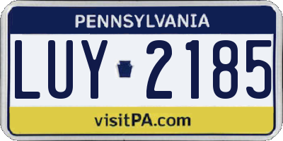 PA license plate LUY2185