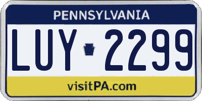 PA license plate LUY2299