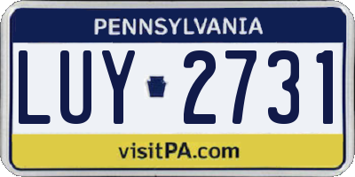 PA license plate LUY2731