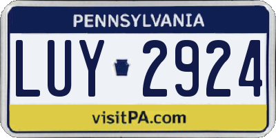 PA license plate LUY2924