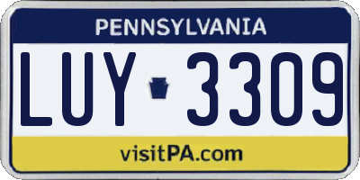 PA license plate LUY3309