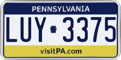 PA license plate LUY3375