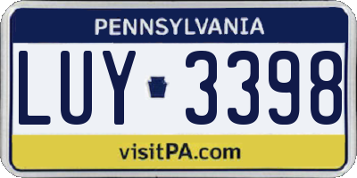 PA license plate LUY3398