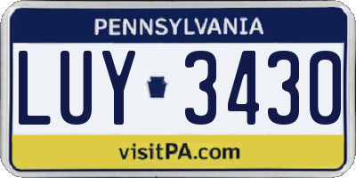 PA license plate LUY3430