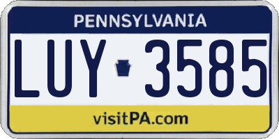 PA license plate LUY3585