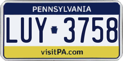 PA license plate LUY3758