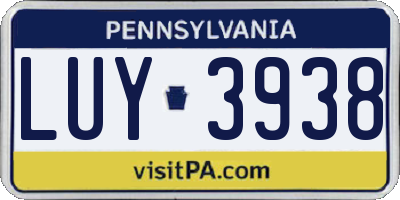 PA license plate LUY3938