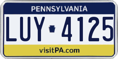 PA license plate LUY4125