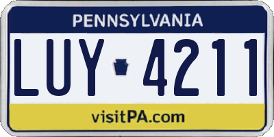 PA license plate LUY4211